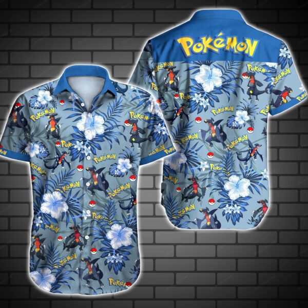 Pokemon Garchomp Custom Button Up Hawaiian Shirt