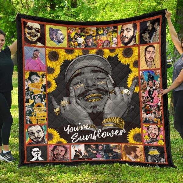 Post Malone Quilt Blanket You Are Sunflower Fan Gift Idea