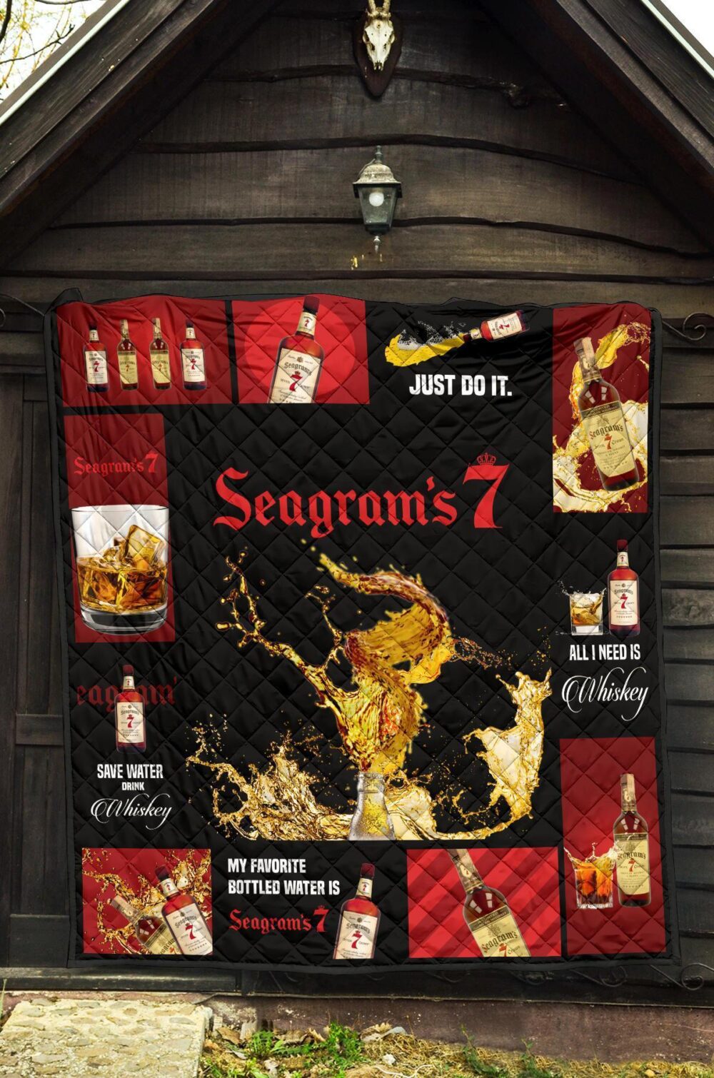 Seagram’s 7 Quilt Blanket All I Need Is Whiskey Gift Idea