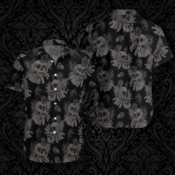 seamless gothic skull with butterfly goth custom hawaii shirt hawaiian shirt for women men 87kbp