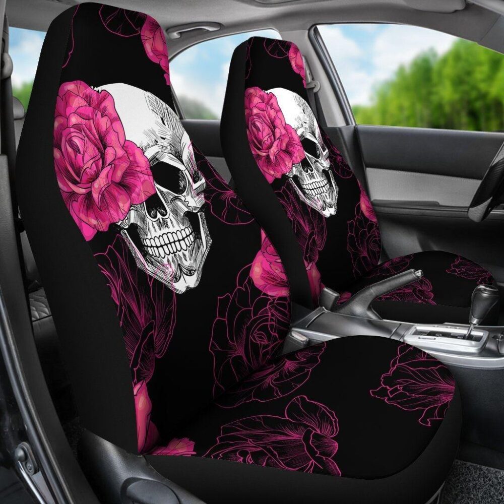 Skull Car Seat Covers | Pink Flower Skull Car Seat Covers Amazing Gift Ideas