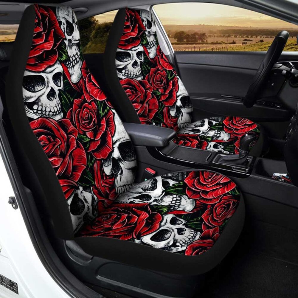 Skull Car Seat Covers | Rose And Skull Custom Car Seat Covers