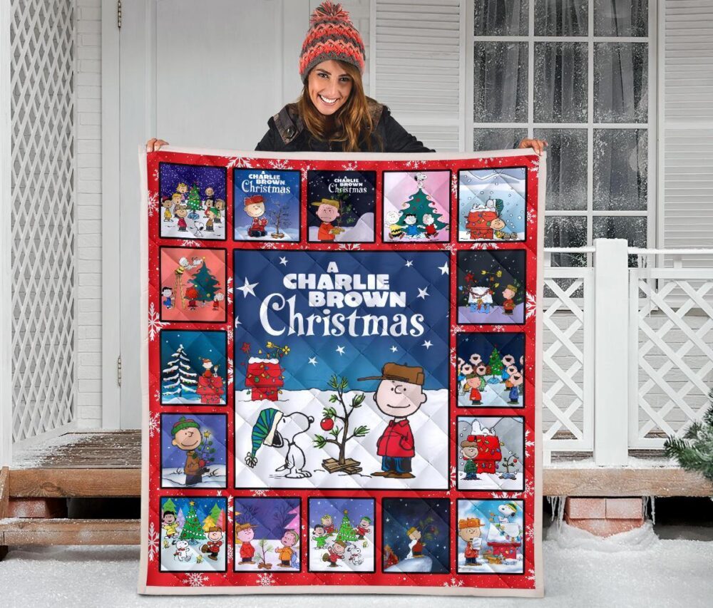 Snoopy And Charlie Brown Xmas Quilt Blanket Gift Idea