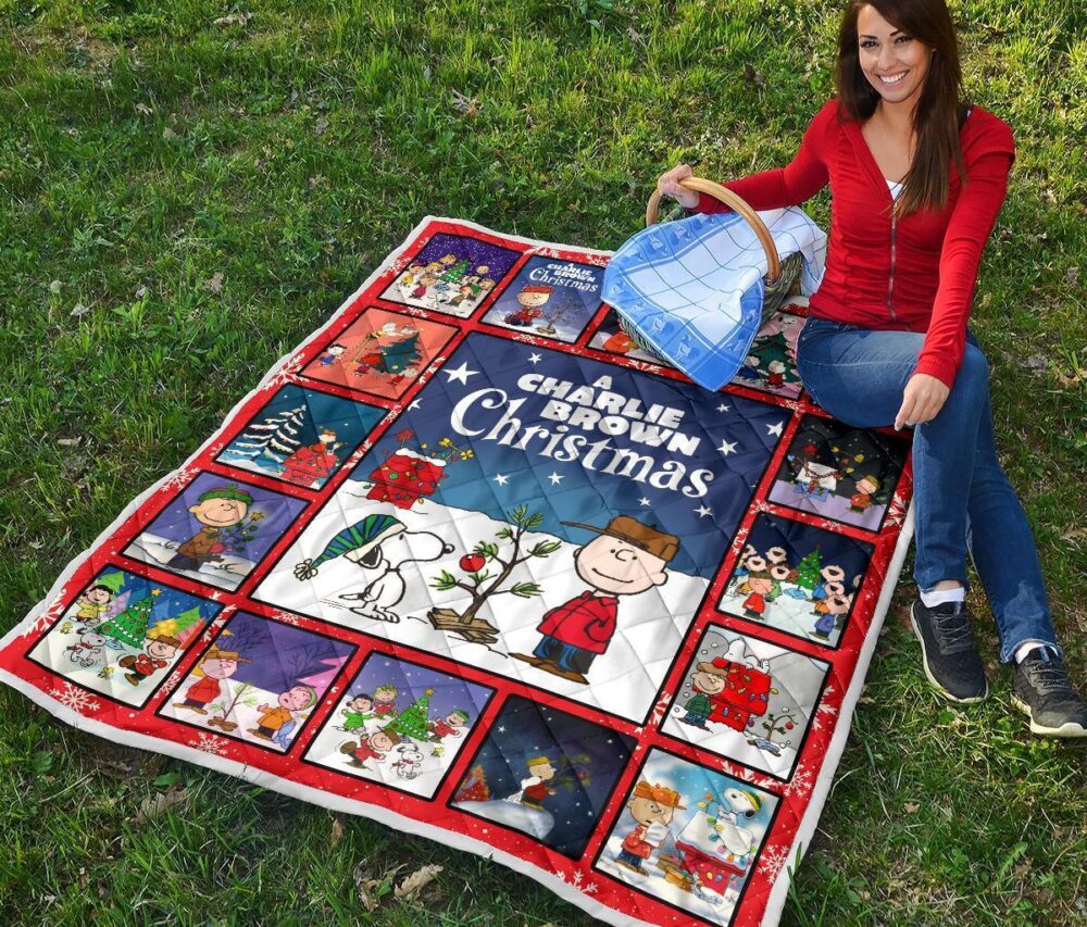 Snoopy And Charlie Brown Xmas Quilt Blanket Gift Idea