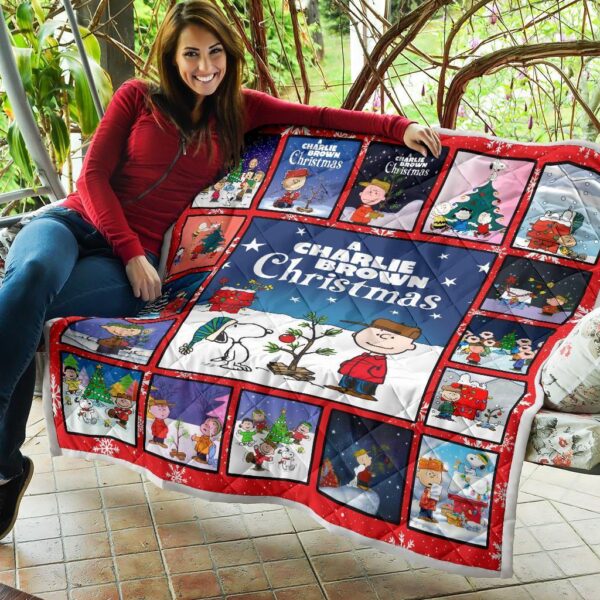 snoopy and charlie brown xmas quilt blanket gift idea la3ge