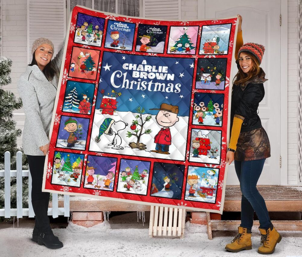 Snoopy And Charlie Brown Xmas Quilt Blanket Gift Idea