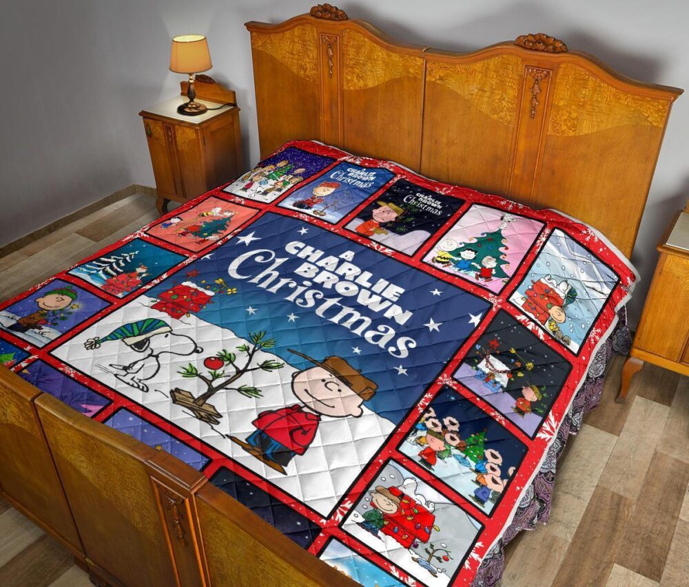 Snoopy And Charlie Brown Xmas Quilt Blanket Gift Idea