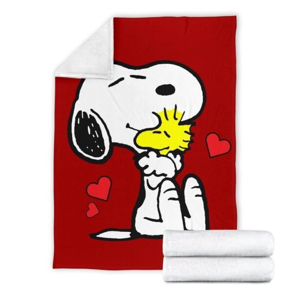 snoopy and woodstock red fleece blanket gift for fan fb017 9wvui