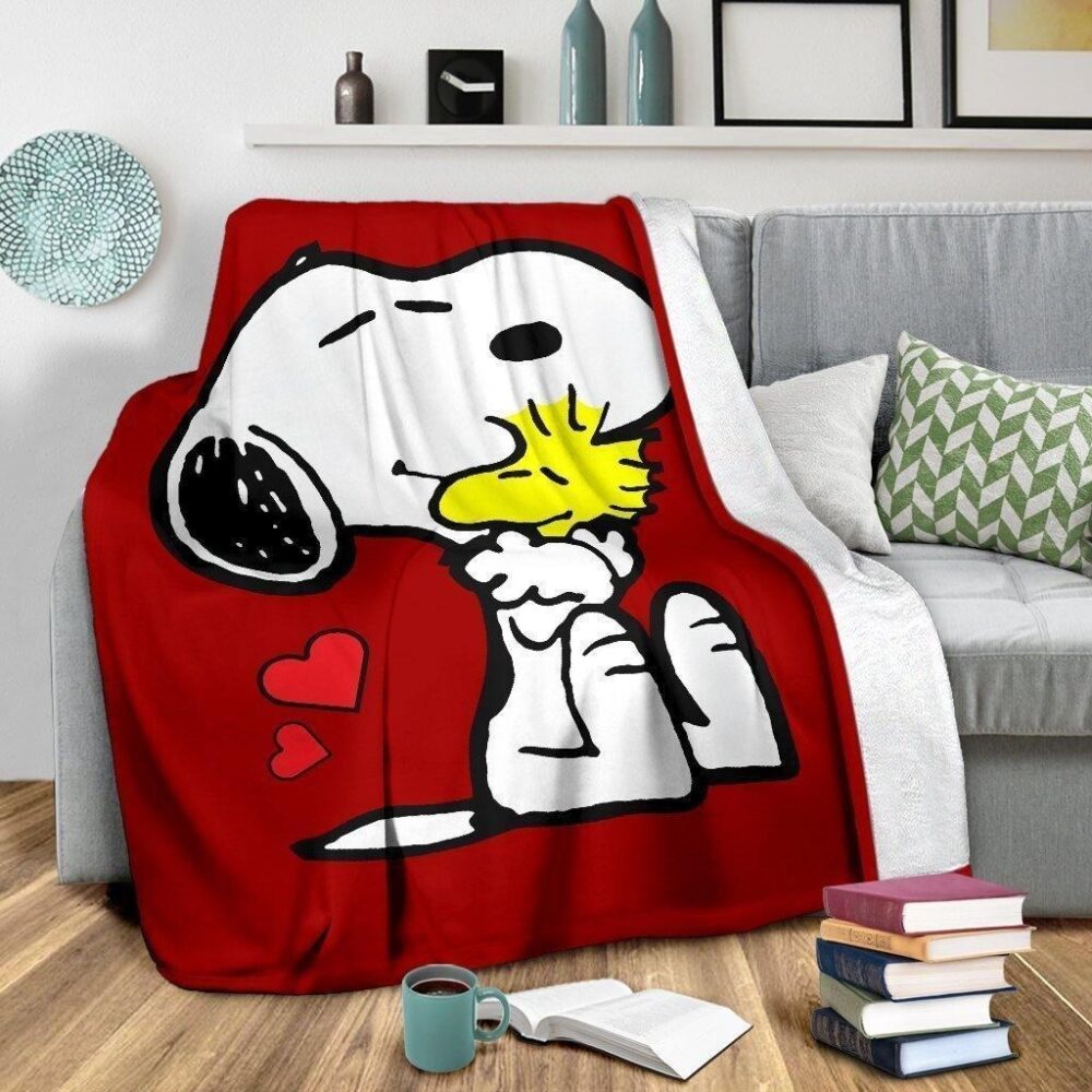 Snoopy and Woodstock Red Fleece Blanket Gift For Fan FB017