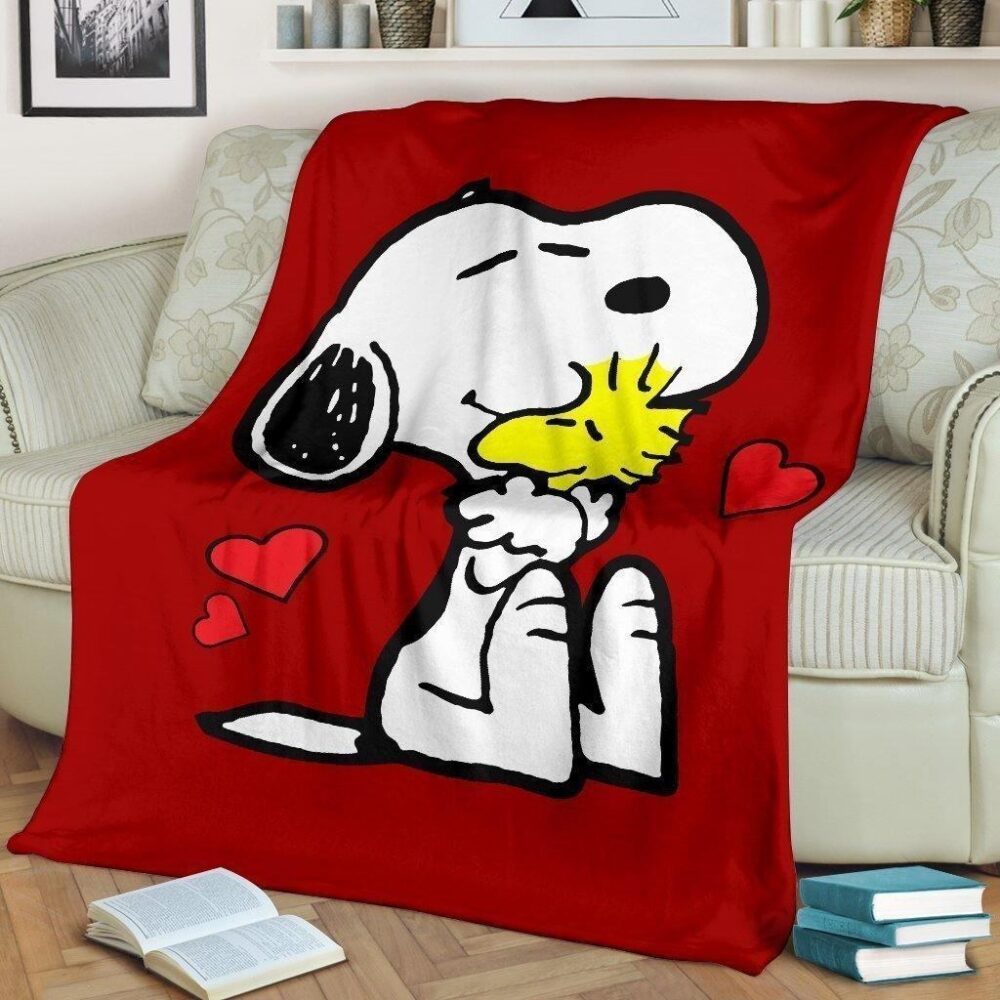 Snoopy and Woodstock Red Fleece Blanket Gift For Fan FB017