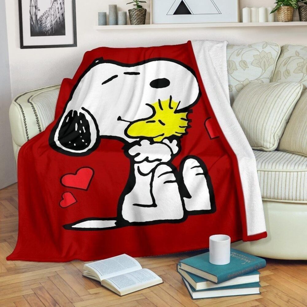 Snoopy and Woodstock Red Fleece Blanket Gift For Fan FB017