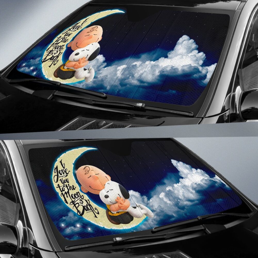 Snoopy Auto Sun Shade | I Love You To The Moon And Back Cartoon Auto Sun Shade