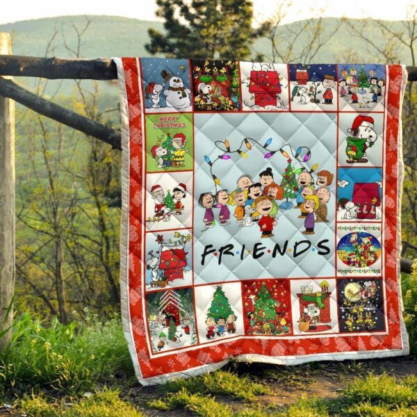 snoopy friends christmas quilt blanket xmas bedding decor idea jnnab