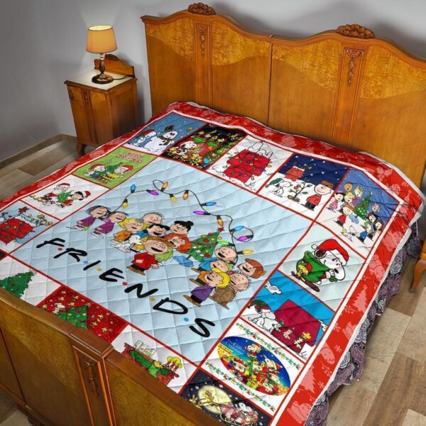 snoopy friends christmas quilt blanket xmas bedding decor idea kcydb