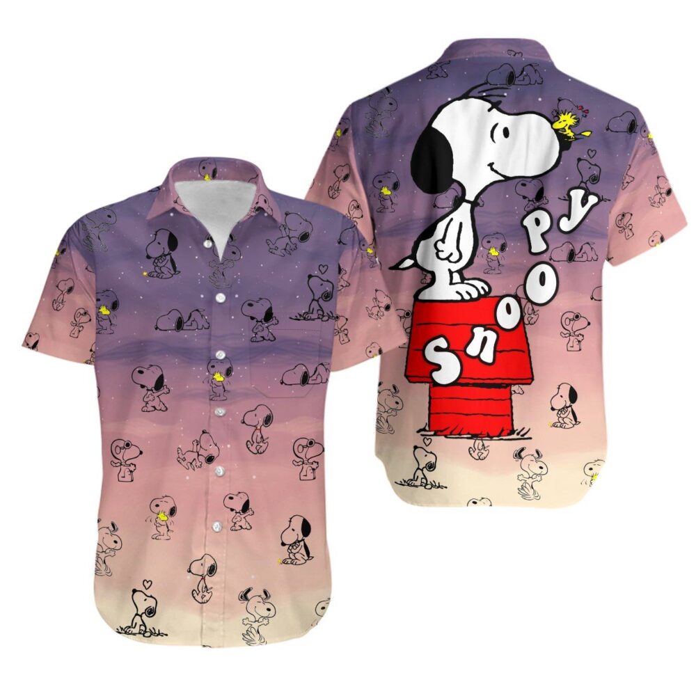 Snoopy Pattern Summer Custom Button Up Hawaiian Shirt