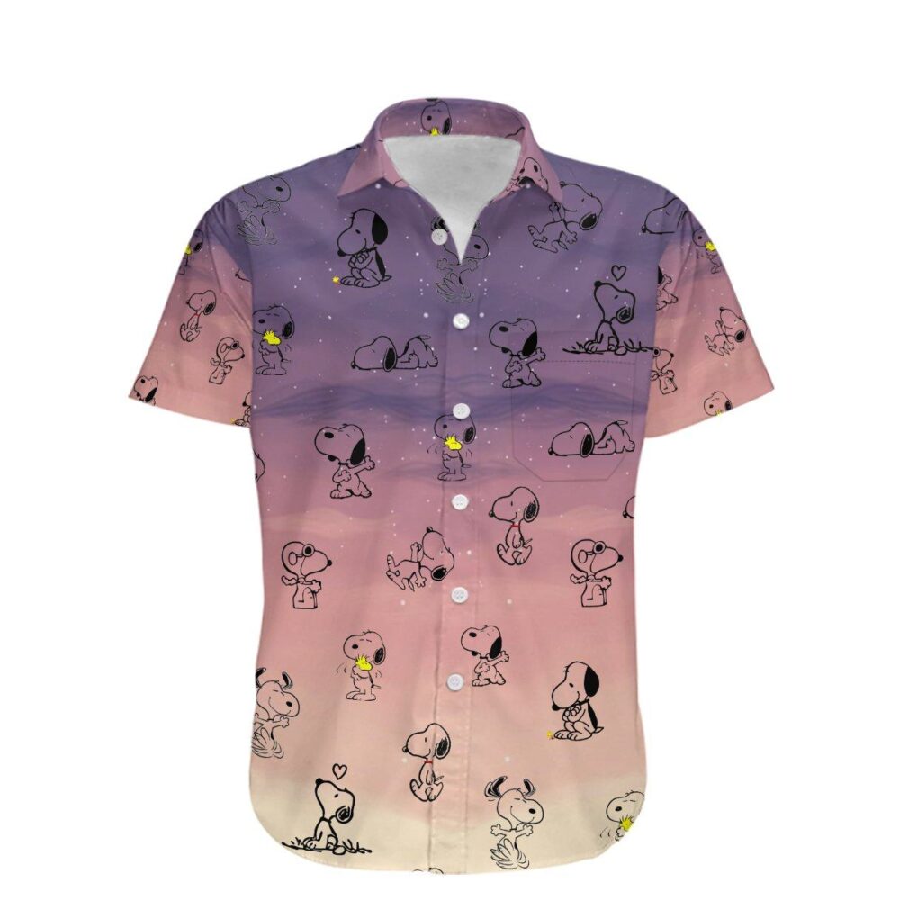 Snoopy Pattern Summer Custom Button Up Hawaiian Shirt