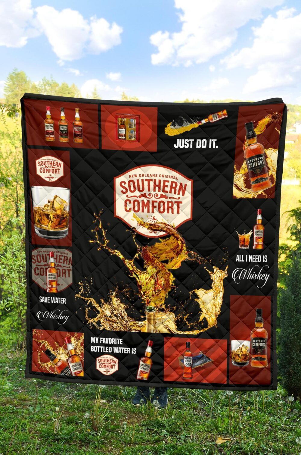 Southern Comfort Quilt Blanket All I Need Is Whisky Gift Idea