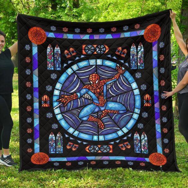 Spider-Man Stain Glass Style Quilt Blanket Bedding Decor Idea