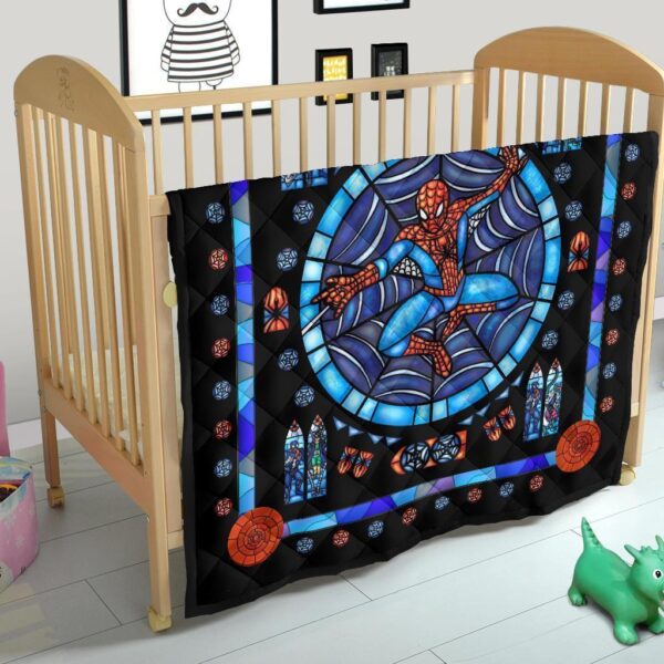 spider man stain glass style quilt blanket bedding decor idea 2iou3