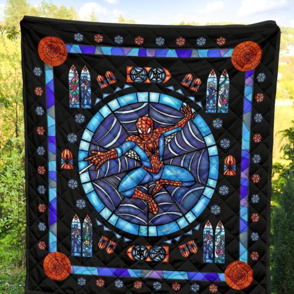 spider man stain glass style quilt blanket bedding decor idea ismye