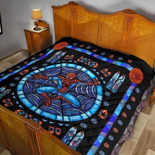 spider man stain glass style quilt blanket bedding decor idea lzcin