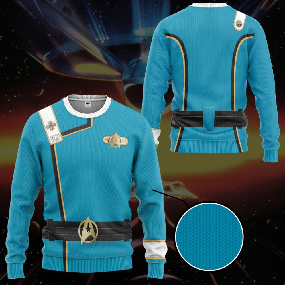 Star Trek II VI Wrath of Khan Starfleet Kirk Spock Blue Uniform Custom Hoodie Tshirt Apparel