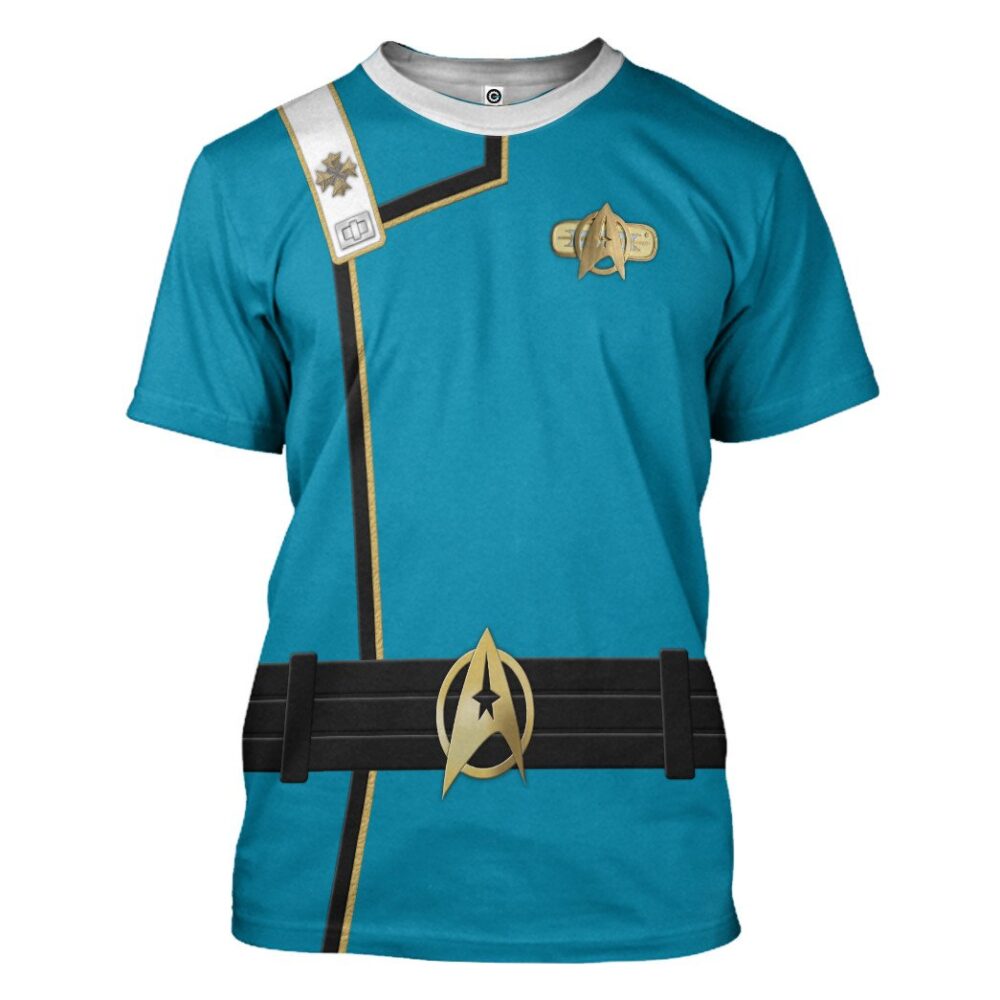 Star Trek II VI Wrath of Khan Starfleet Kirk Spock Blue Uniform Custom Hoodie Tshirt Apparel