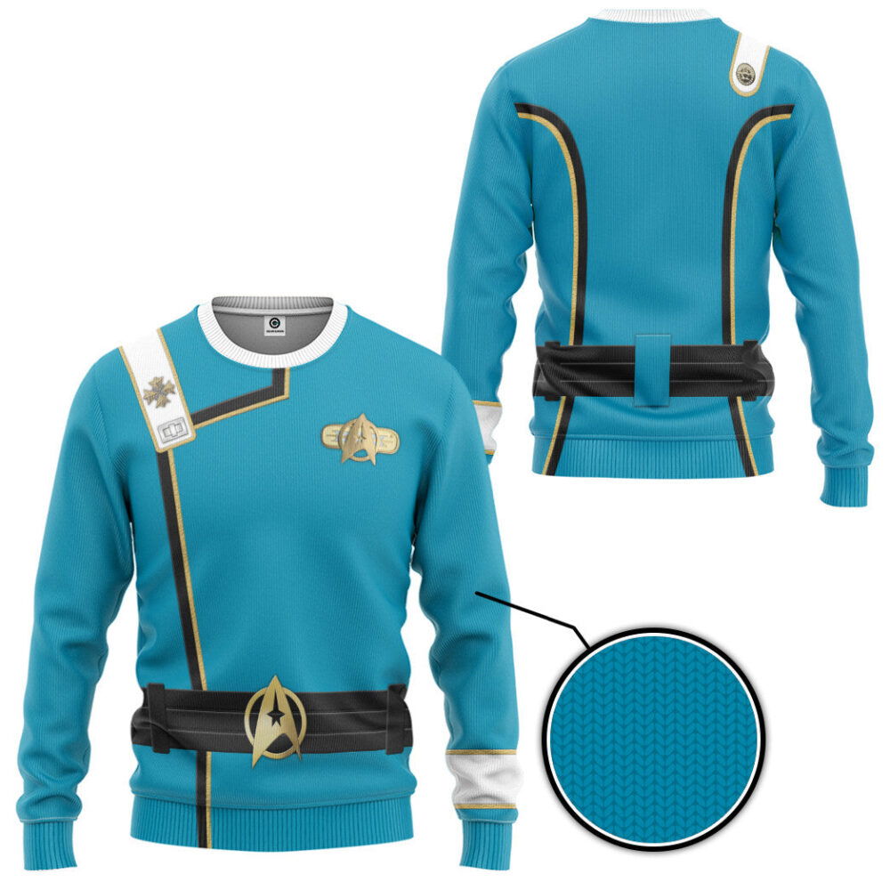 Star Trek II VI Wrath of Khan Starfleet Kirk Spock Blue Uniform Custom Hoodie Tshirt Apparel