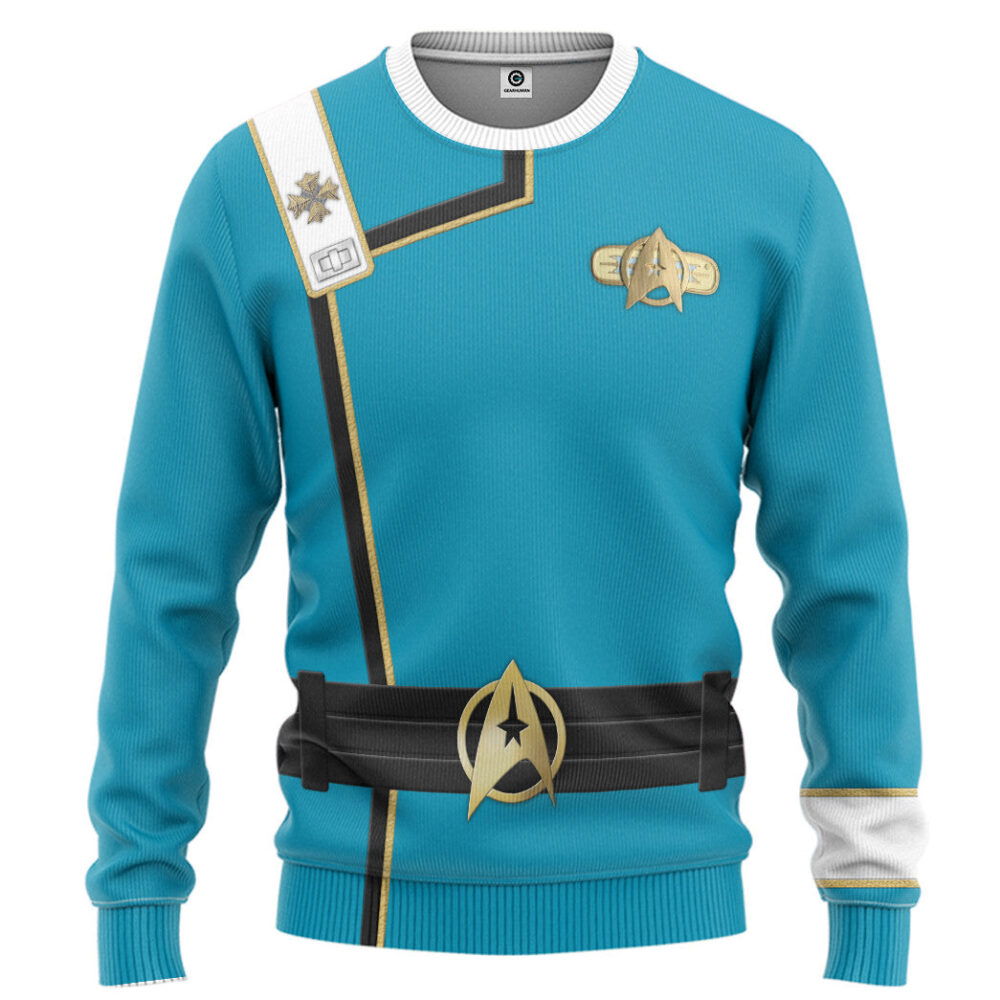 Star Trek II VI Wrath of Khan Starfleet Kirk Spock Blue Uniform Custom Hoodie Tshirt Apparel