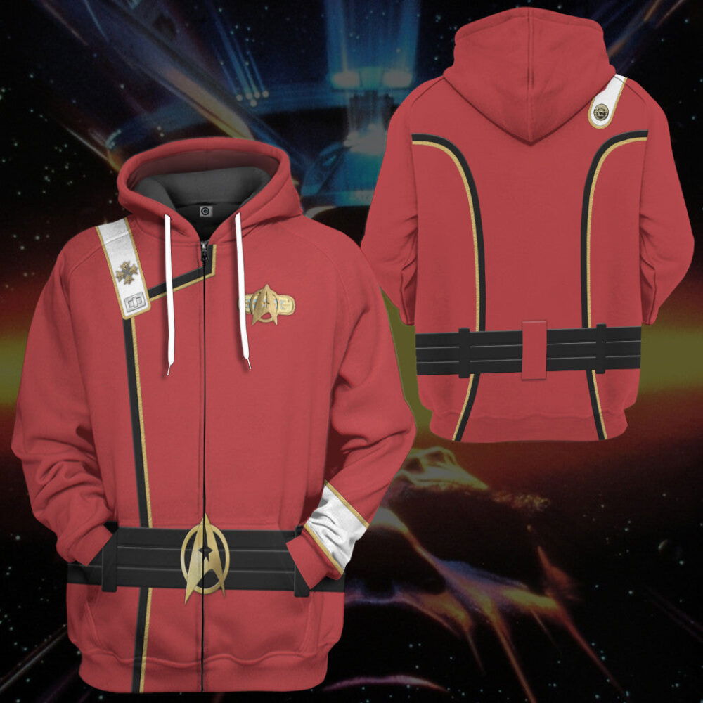 Star Trek II VI Wrath of Khan Starfleet Kirk Spock Red Uniform Custom Hoodie Tshirt Apparel