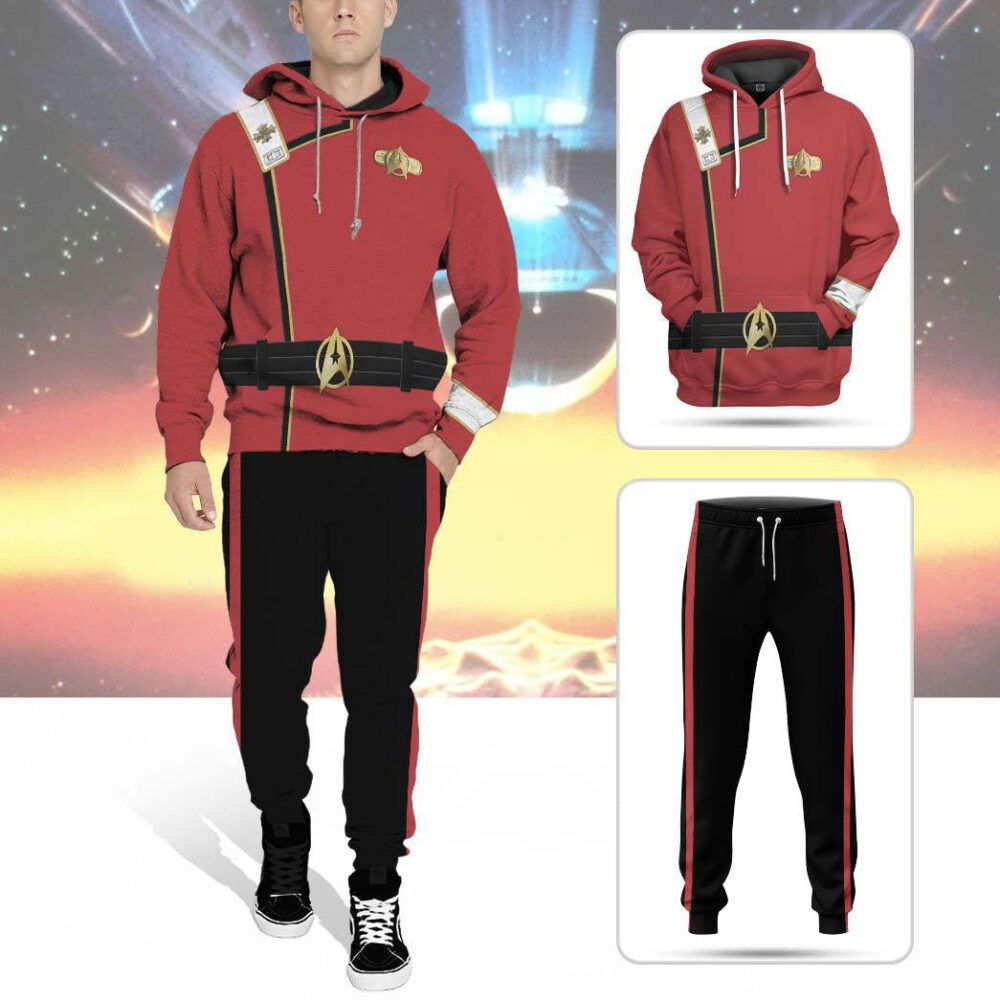 Star Trek II VI Wrath of Khan Starfleet Kirk Spock Red Uniform Custom Hoodie Tshirt Apparel