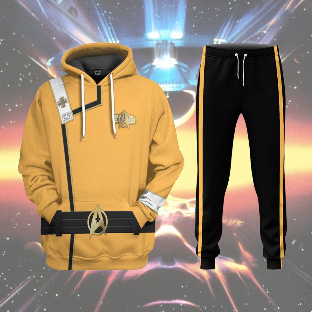 Star Trek II VI Wrath of Khan Starfleet Kirk Spock Yellow Uniform Custom Hoodie Tshirt Apparel