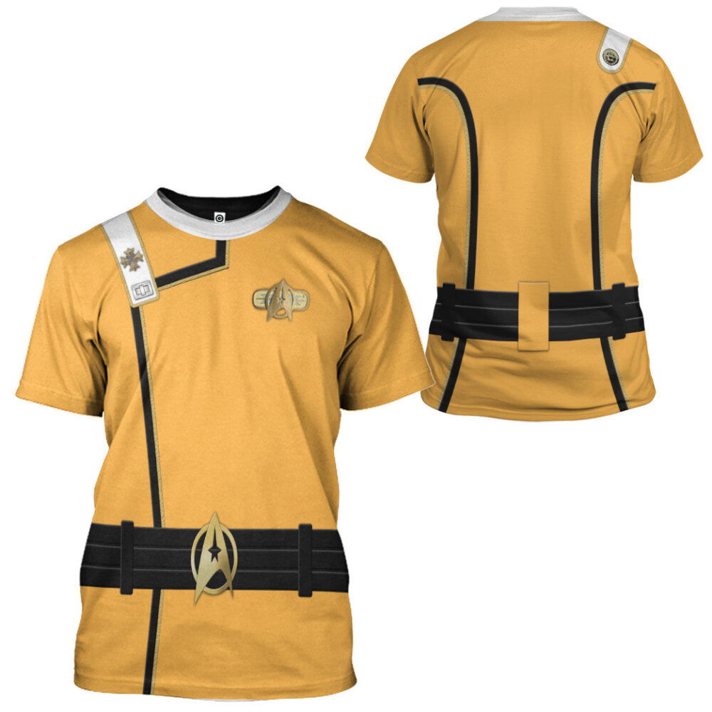 Star Trek II VI Wrath of Khan Starfleet Kirk Spock Yellow Uniform Custom Hoodie Tshirt Apparel