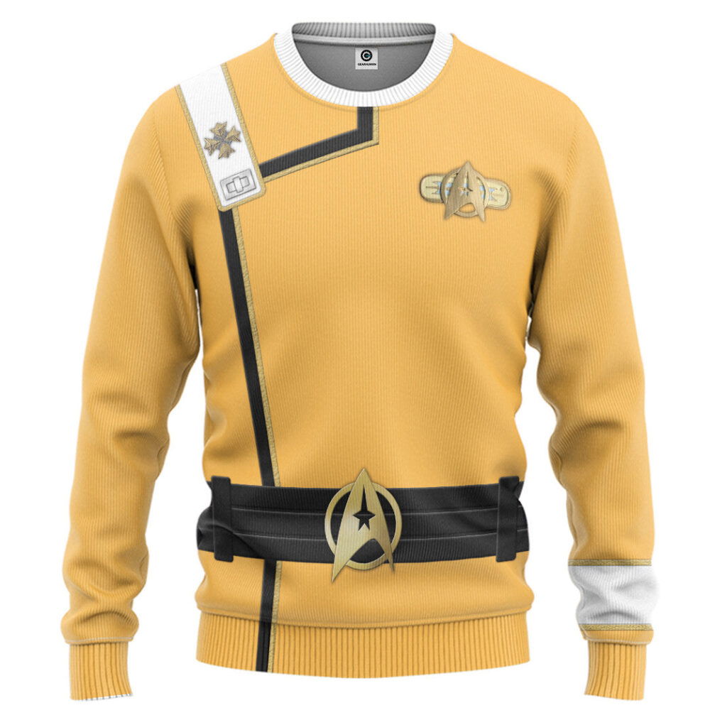 Star Trek II VI Wrath of Khan Starfleet Kirk Spock Yellow Uniform Custom Hoodie Tshirt Apparel