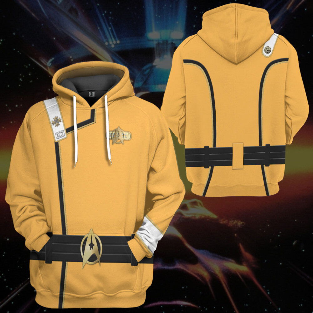 Star Trek II VI Wrath of Khan Starfleet Kirk Spock Yellow Uniform Custom Hoodie Tshirt Apparel