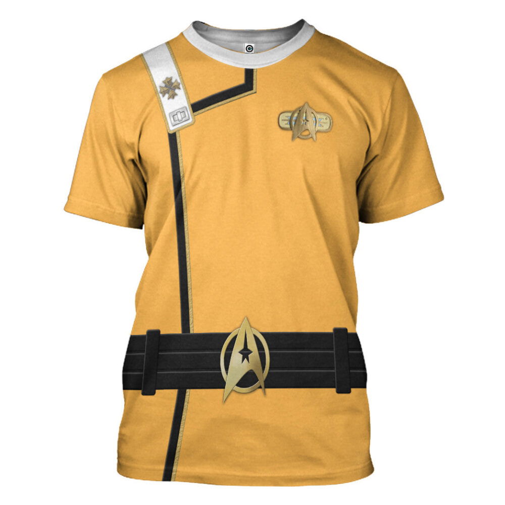 Star Trek II VI Wrath of Khan Starfleet Kirk Spock Yellow Uniform Custom Hoodie Tshirt Apparel