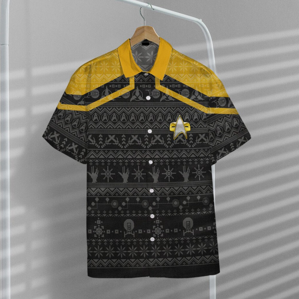 Star Trek Picard 2020 Yellow Ugly Christmas Custom Button Up Hawaiian Shirt