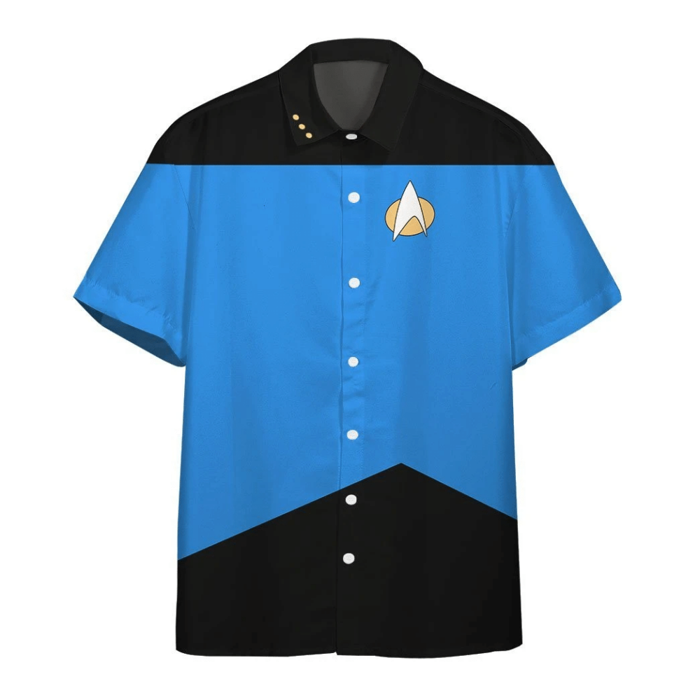 Star Trek The Next Generation Blue Uniform Custom Button Up Hawaiian Shirt