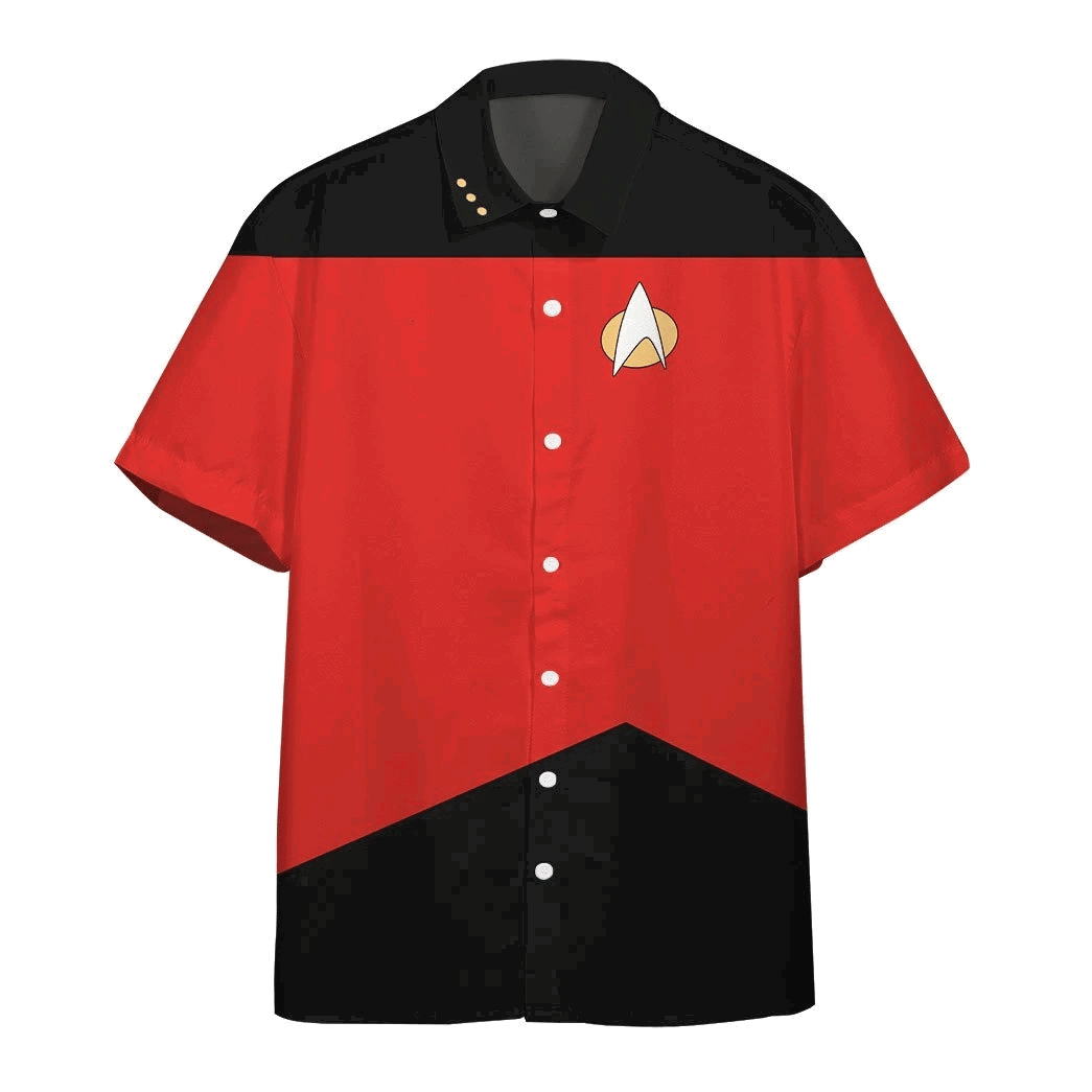 Star Trek The Next Generation Red Uniform Custom Button Up Hawaiian Shirt