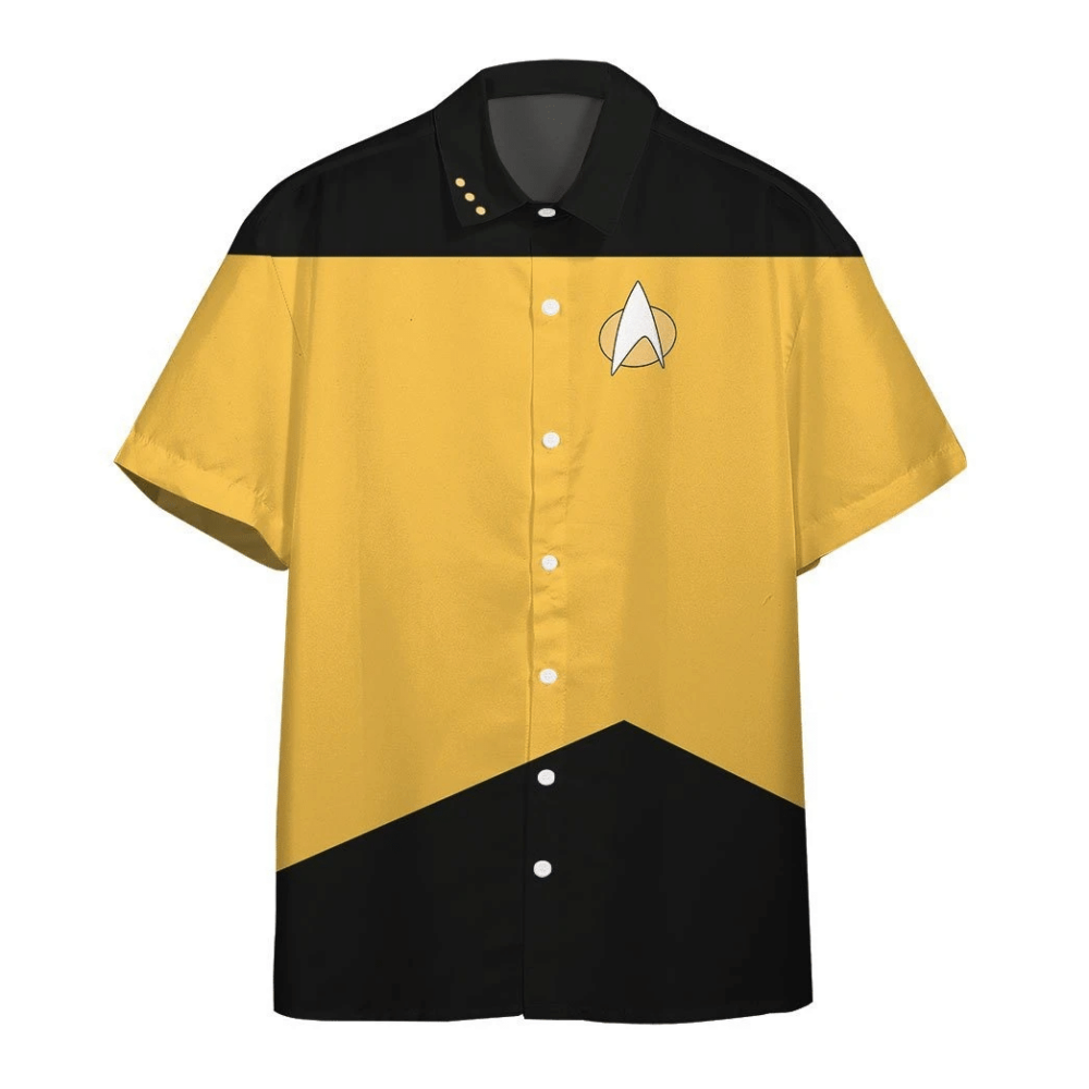 Star Trek The Next Generation Yellow Uniform Custom Button Up Hawaiian Shirt