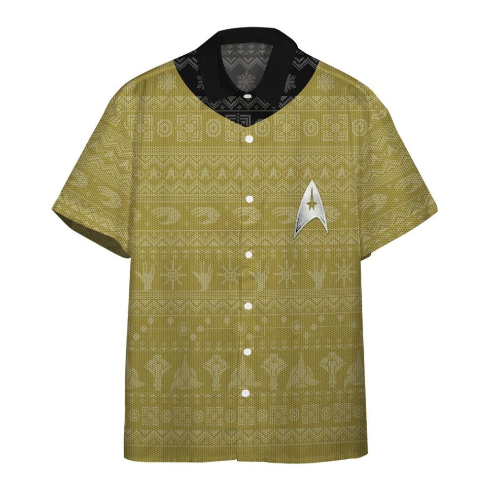 Star Trek The Original Series 1966 1969 Yellow Ugly Christmas Custom Button Up Hawaiian Shirt