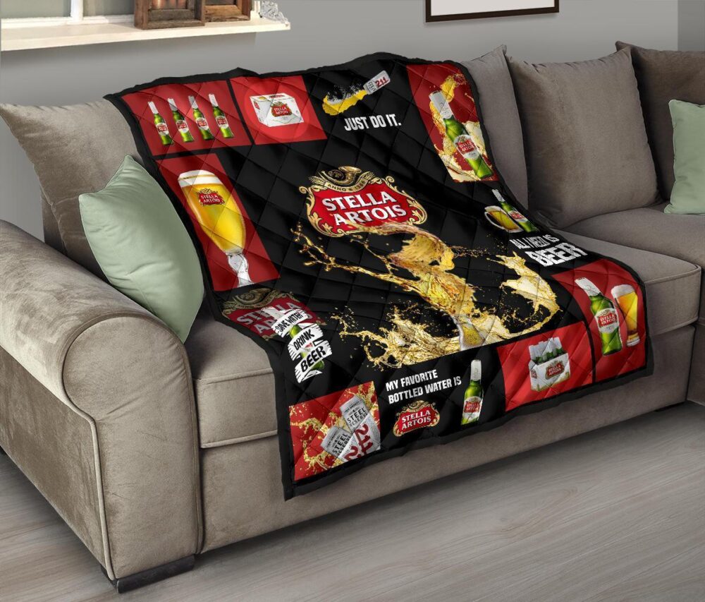 Stella Artois Quilt Blanket All I Need Is Beer Gift Idea