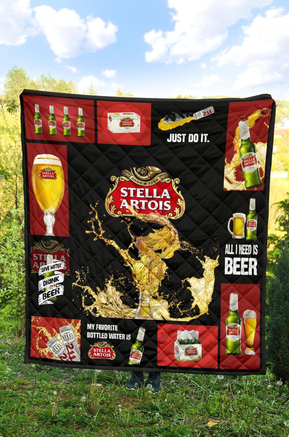 Stella Artois Quilt Blanket All I Need Is Beer Gift Idea