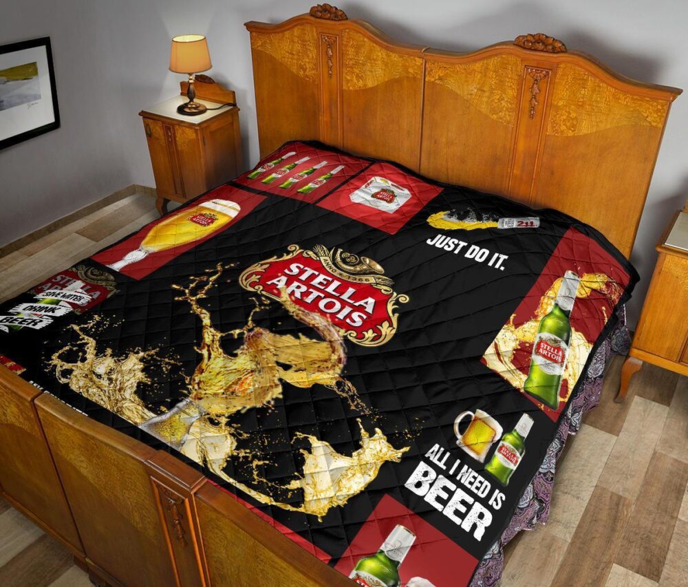 Stella Artois Quilt Blanket All I Need Is Beer Gift Idea