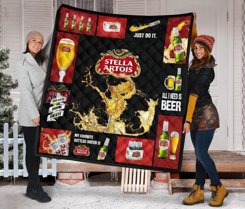 Stella Artois Quilt Blanket All I Need Is Beer Gift Idea