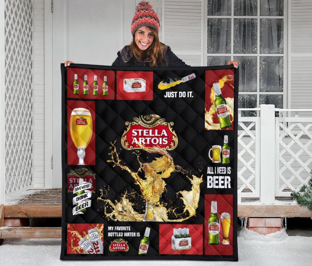 Stella Artois Quilt Blanket All I Need Is Beer Gift Idea