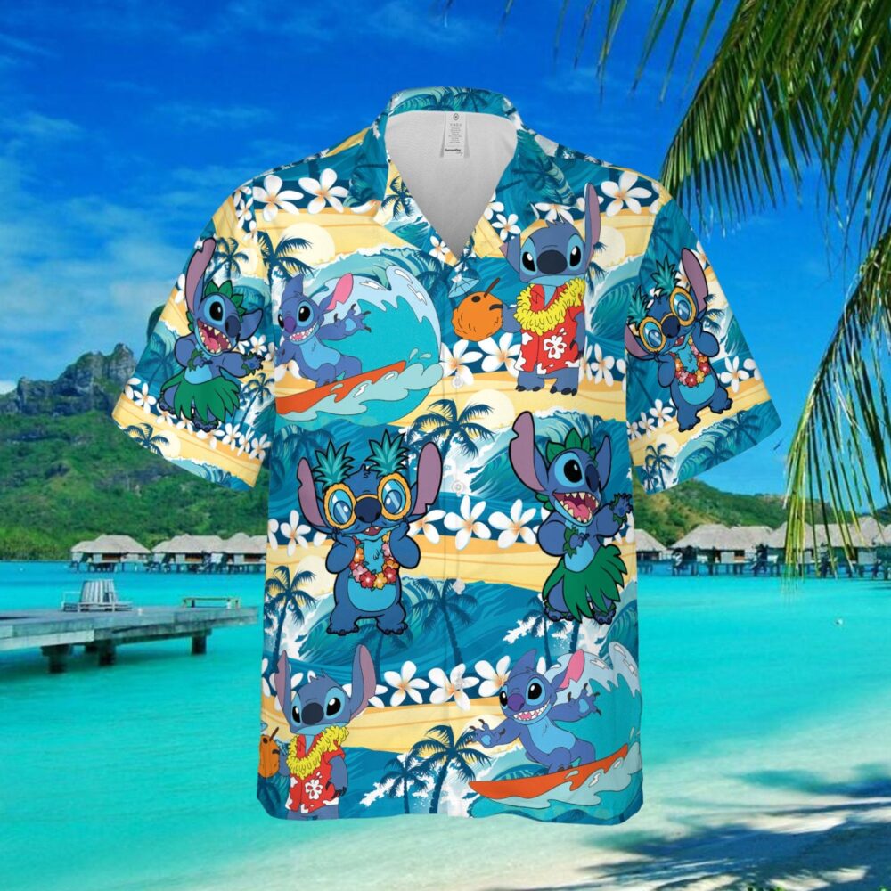 Stitch Custom Hawaii Shirt | Tropical  Disney Button Up Shirts