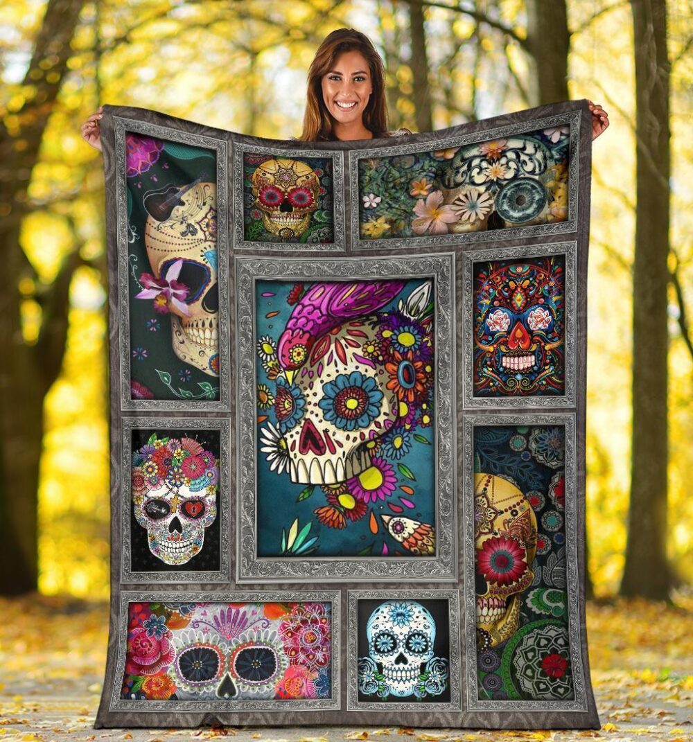 Sugar Skull Fleece Blanket Funny Gift Idea