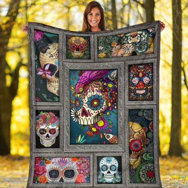 sugar skull fleece blanket funny gift idea 4u6s0