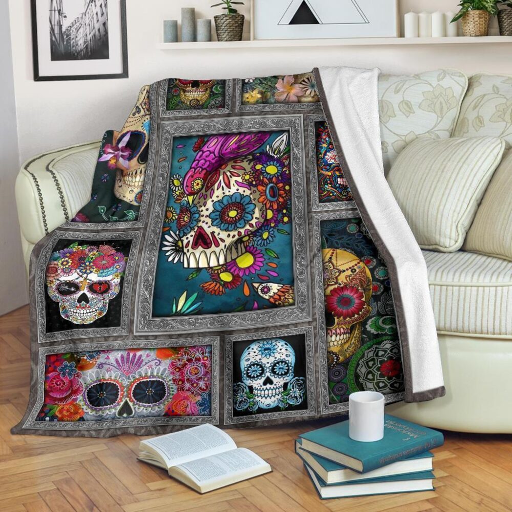 Sugar Skull Fleece Blanket Funny Gift Idea